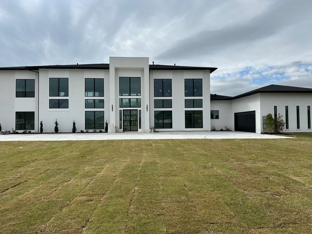 house with black window frames
